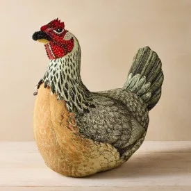 14"x13" Beaded Chicken Novelty Plush Pillow - John Derian