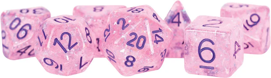 16mm Resin Flash Dice Poly Set: Pink (7)