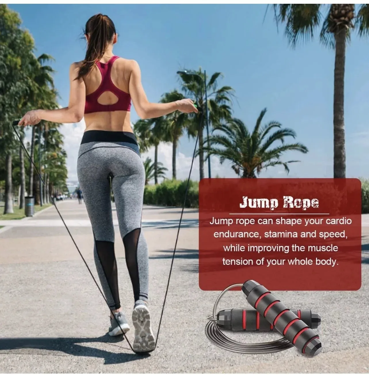 17-in-1 Ab Roller Kit with Bands, Mat, and Jump Rope for Core Workouts, Red