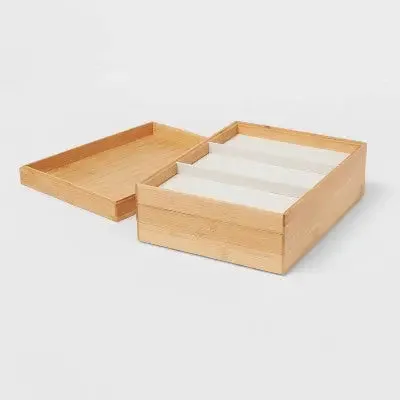 9" x 12" Stackable Bamboo Accessory Tray Set with Lid - Brightroom