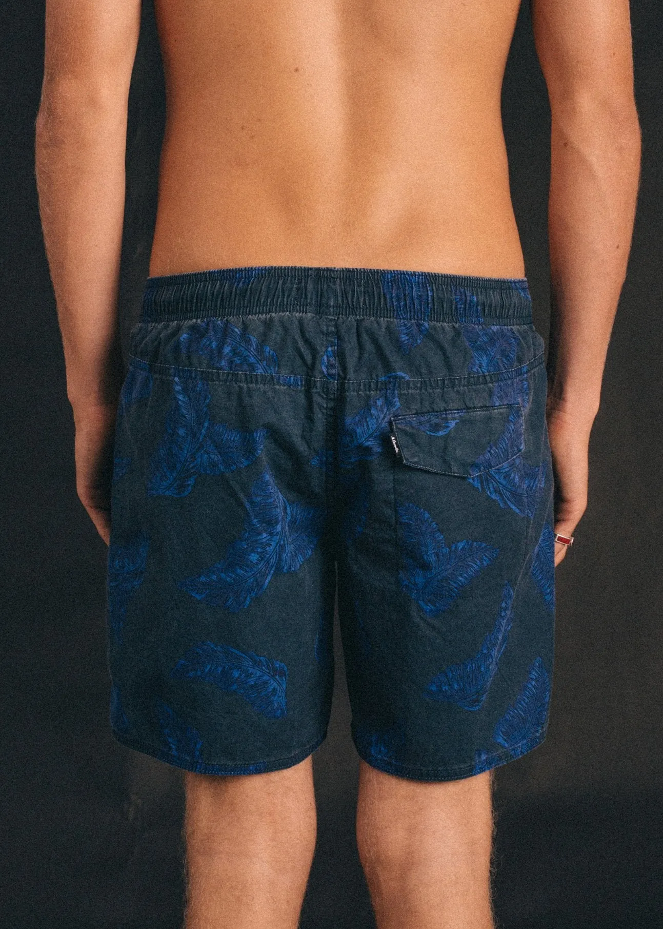 Afends Mens Baywatch Midnight Palm - Elastic Waist Boardshort