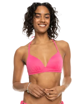 Beach Classics Moulded Triangle Bikini Top in Shocking Pink