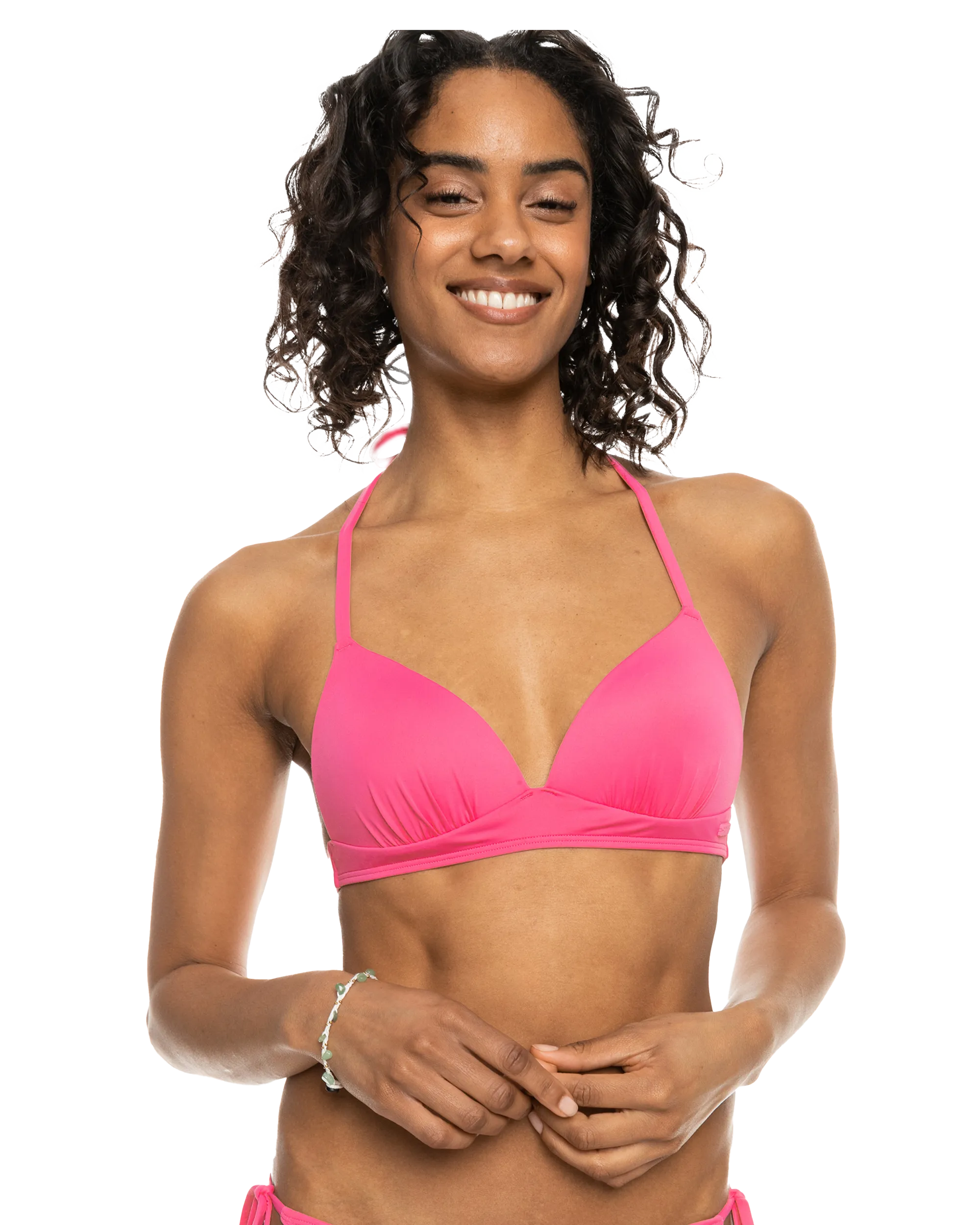 Beach Classics Moulded Triangle Bikini Top in Shocking Pink