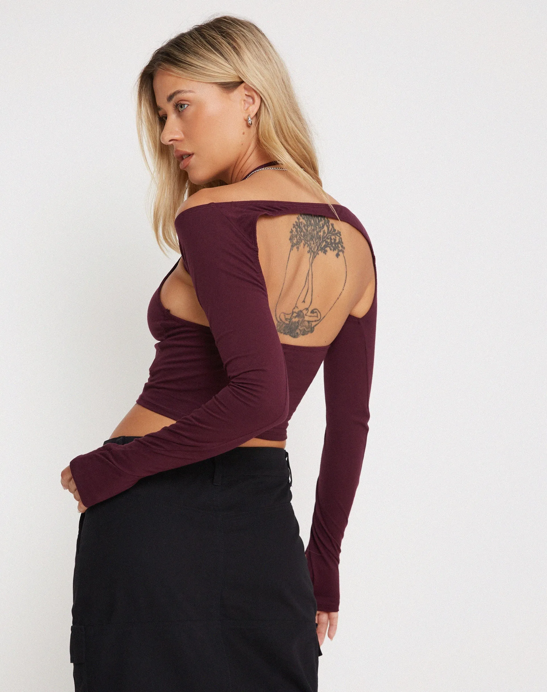 Brandy Long Sleeve Top in Oxblood