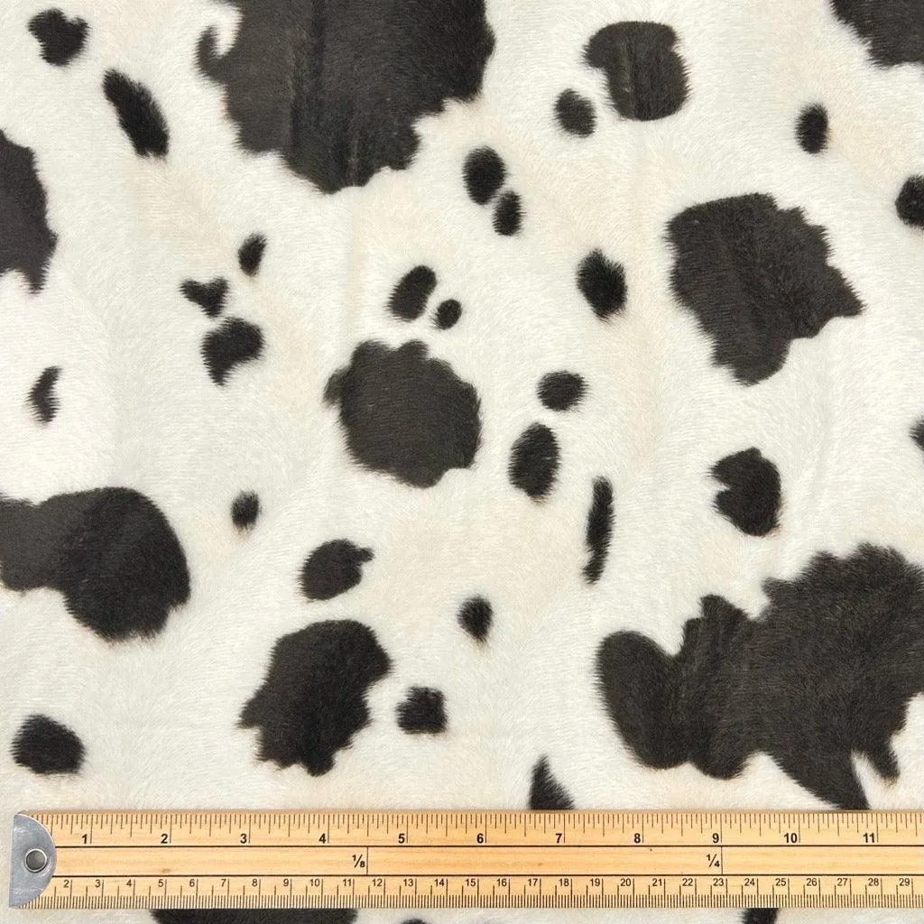 Brown Cow Print Velboa Fabric