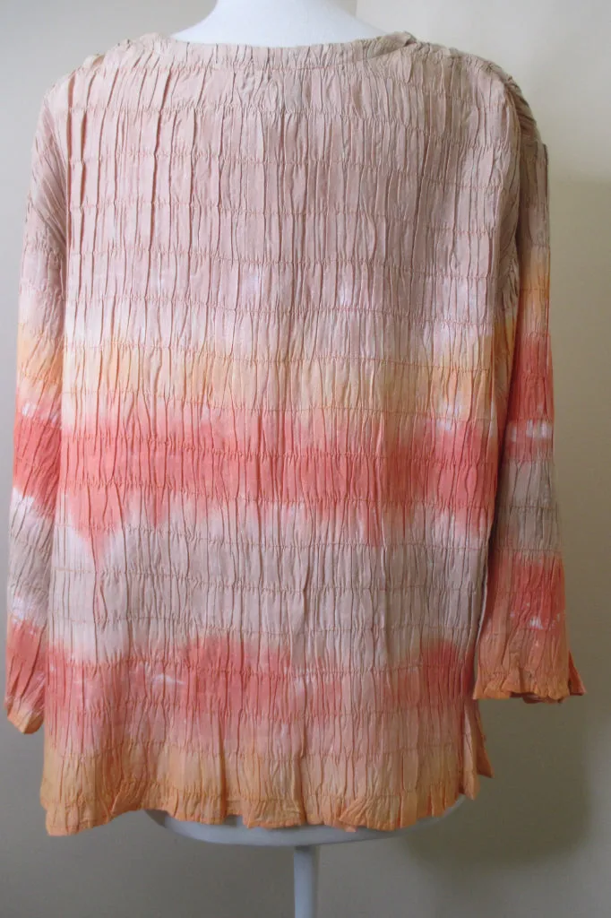 Chico's Smocked Melon Ombre Jacket Size 3