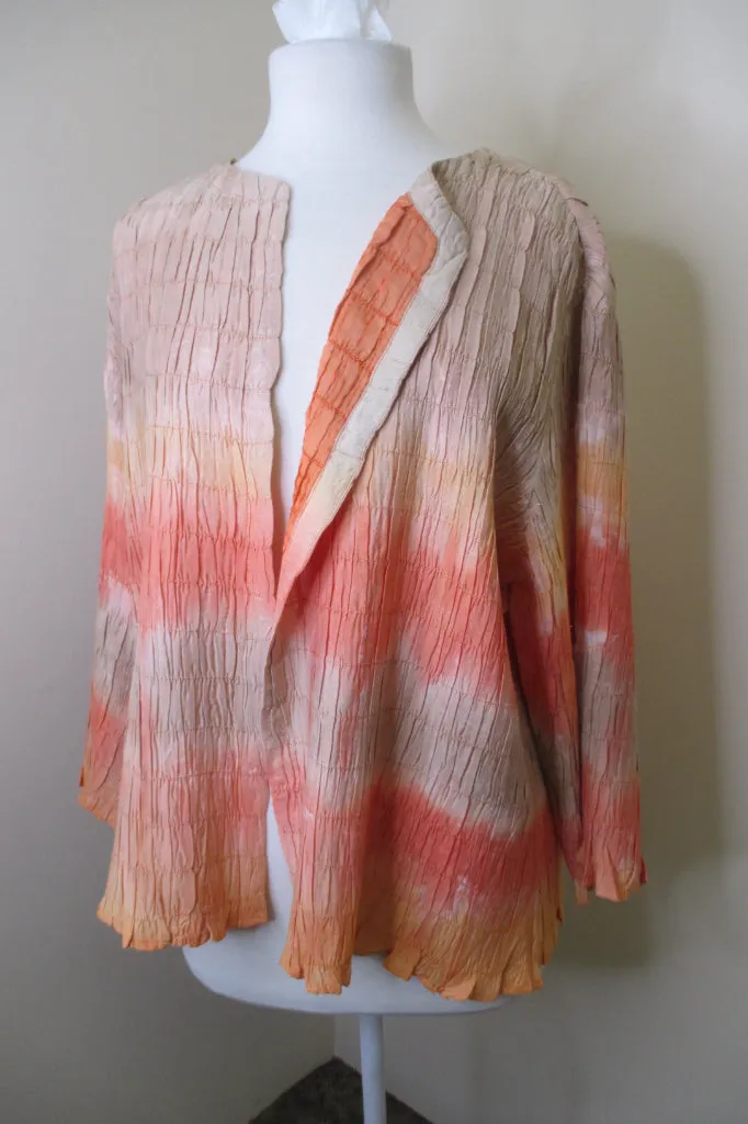 Chico's Smocked Melon Ombre Jacket Size 3