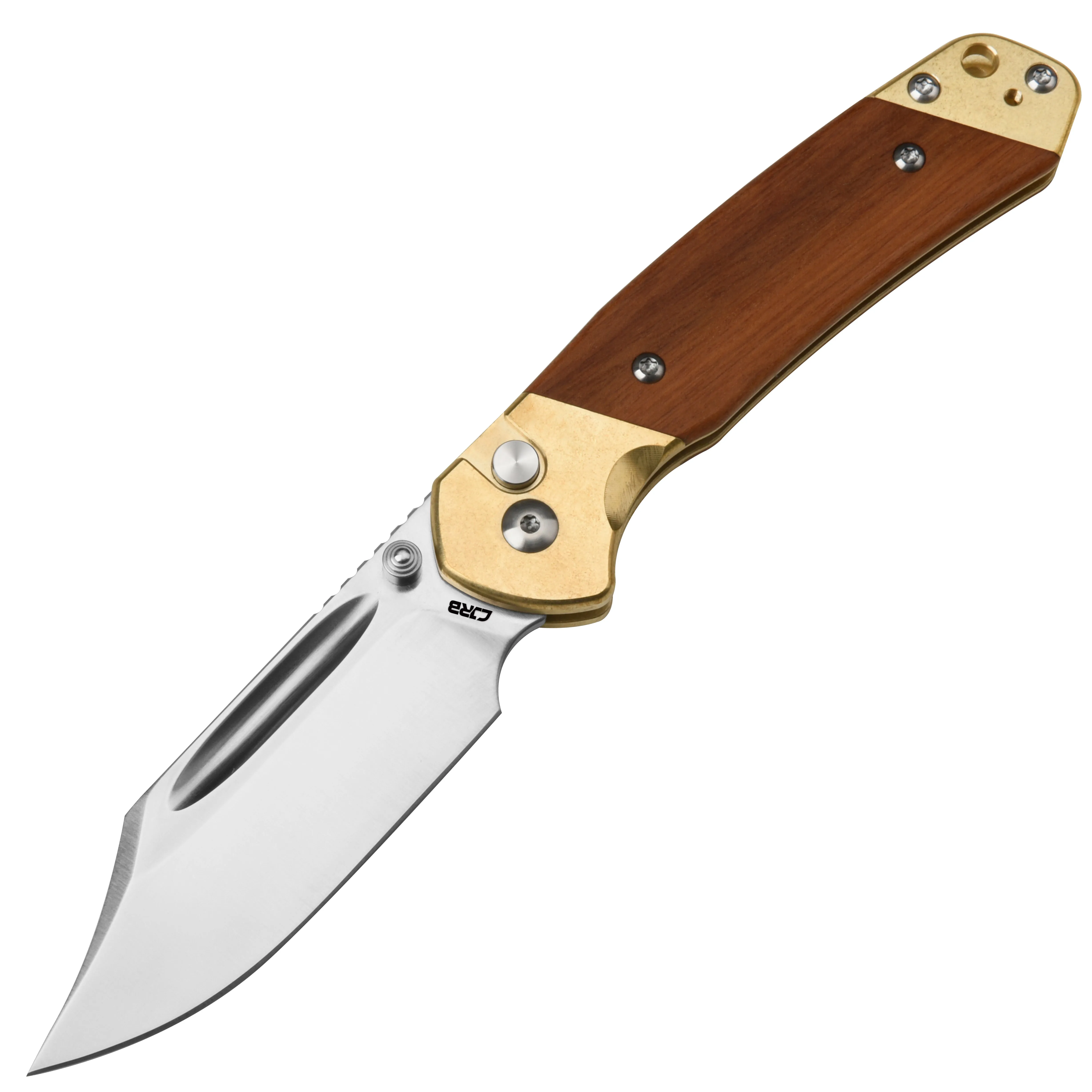 CJRB Bowie Pyrite J1942 CPM S90V Blade Brass&Rose Wood Handle Folding Knives(Exclusive)