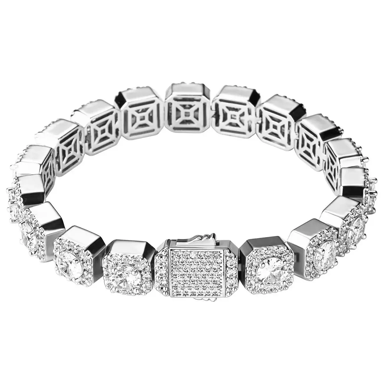 Clustered Tennis Bracelet in White Gold