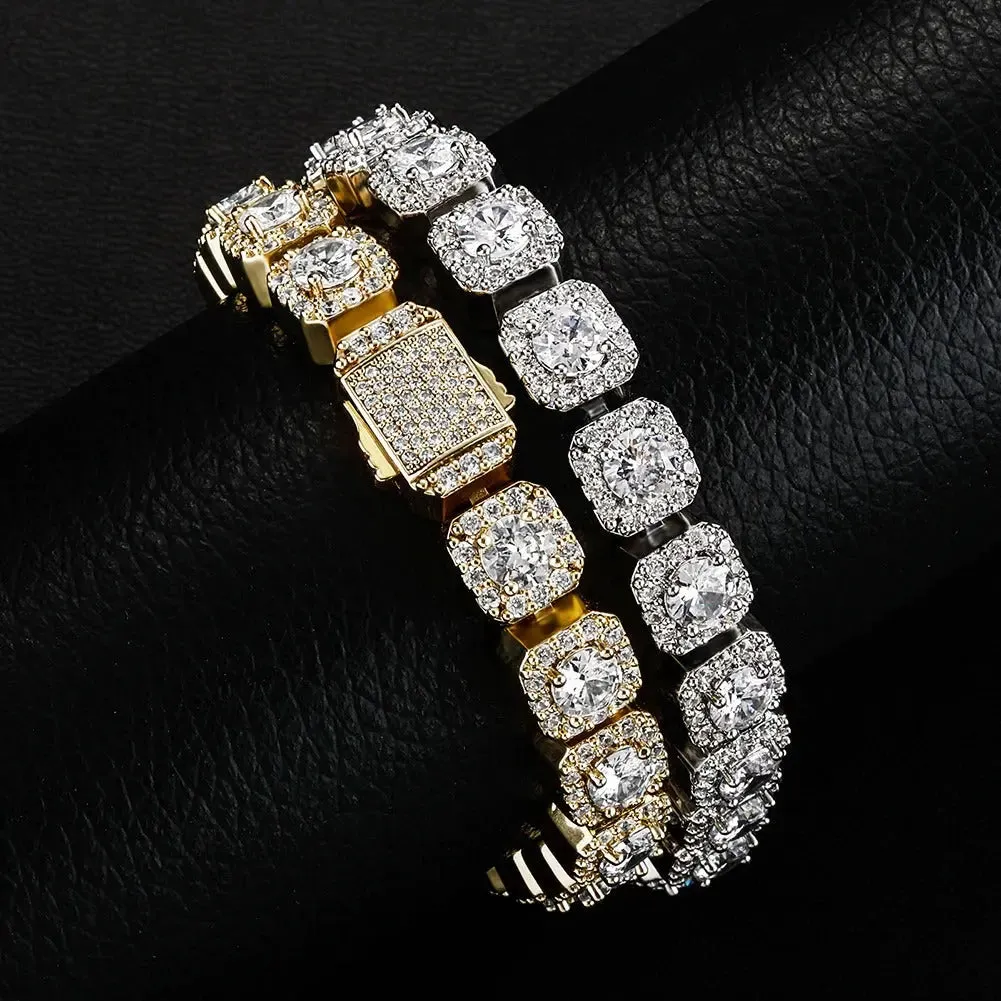 Clustered Tennis Bracelet in White Gold