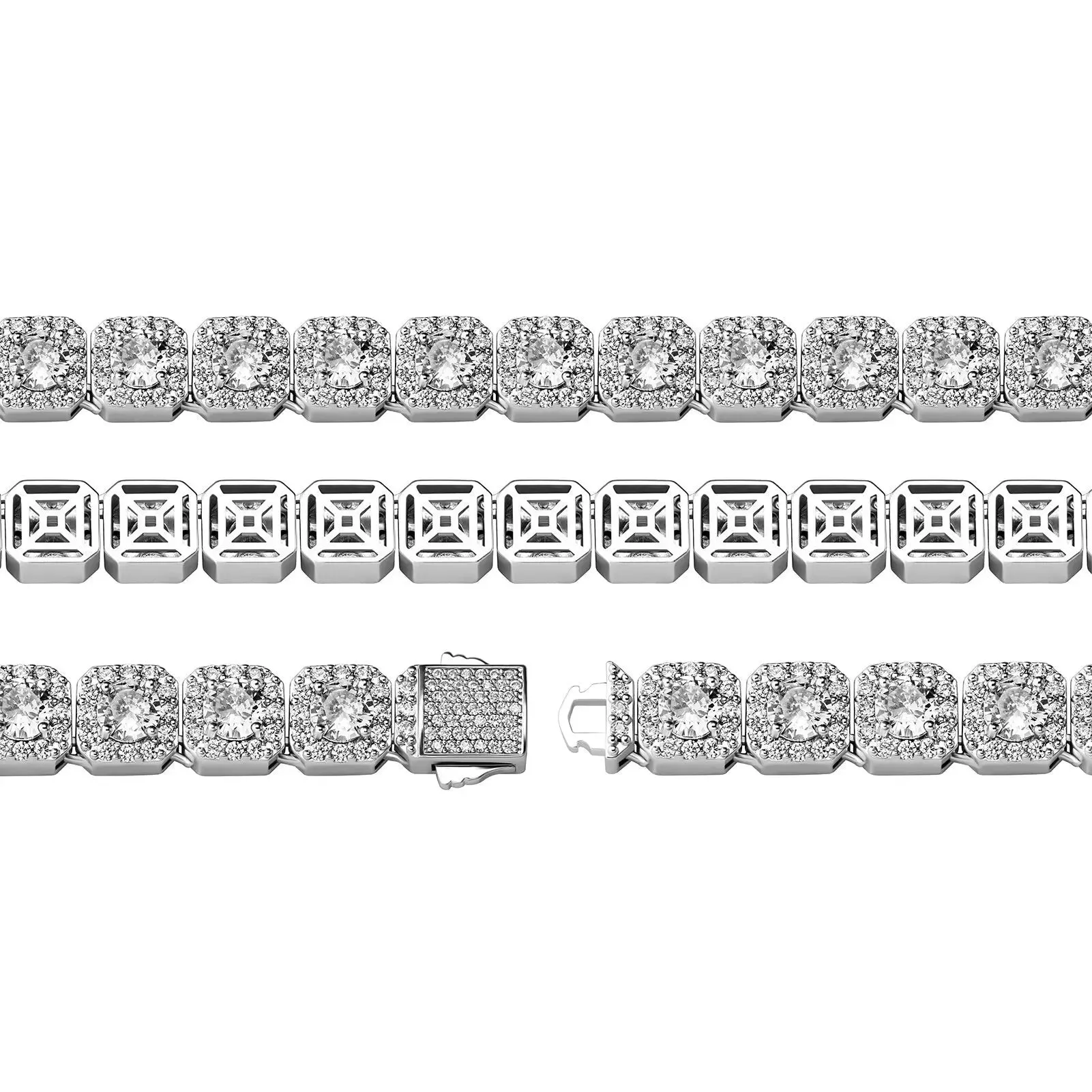 Clustered Tennis Bracelet in White Gold