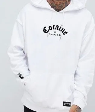 COCAINE & CAVIAR CENTER PRINT WHITE/BLACK HOODIE