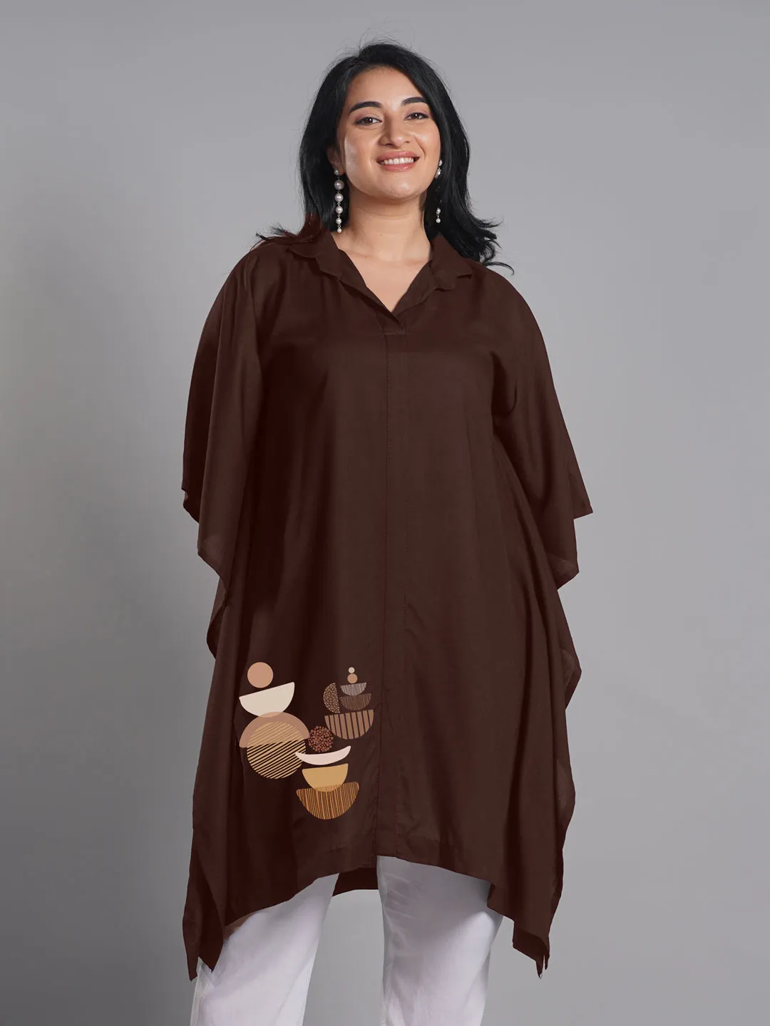 Coffee Rayon Shirt-Kaftan - Concept