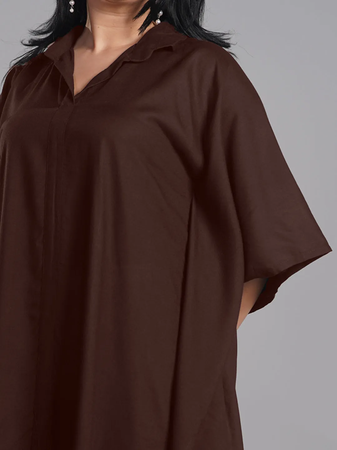 Coffee Rayon Shirt-Kaftan - Concept