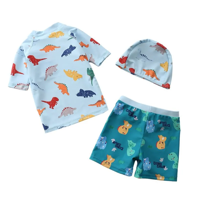 Dino Drive-by Boys T-shirt And Short Swim Set