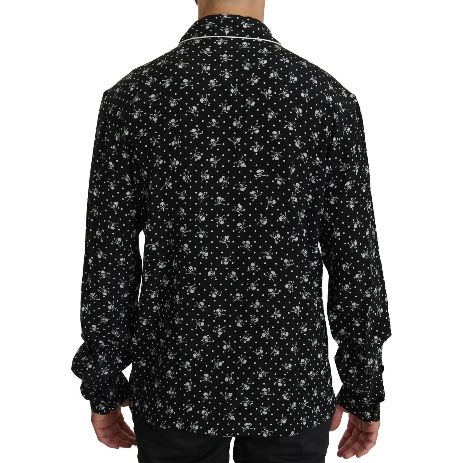 Dolce & Gabbana Elegant Silk Pajama Shirt with Skull Print