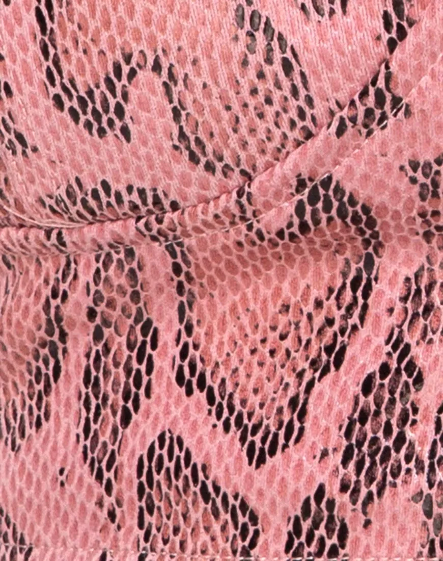 Dyla Crop Top in PU Snake Pink