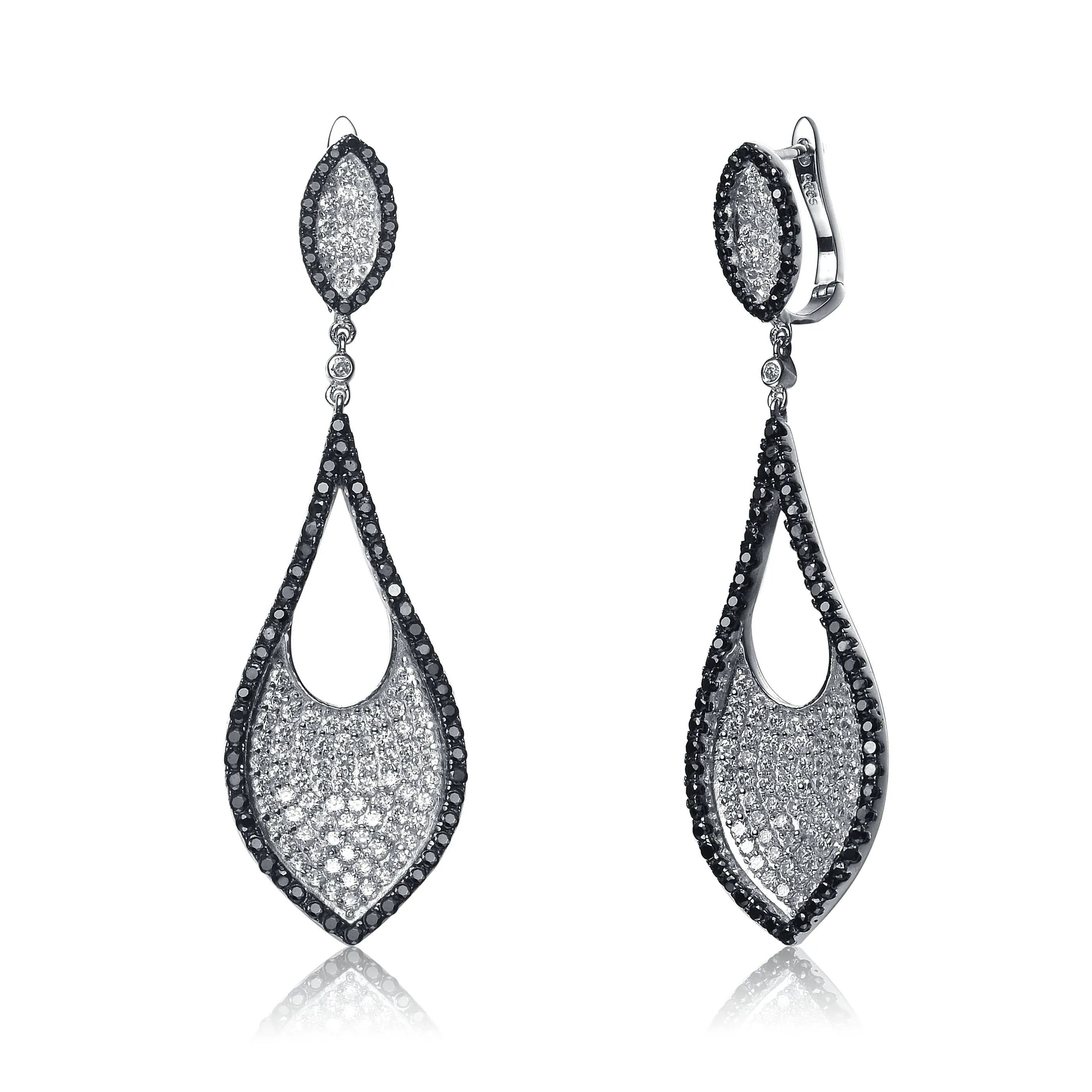 Elise Black And Rhodium Plated Earrings