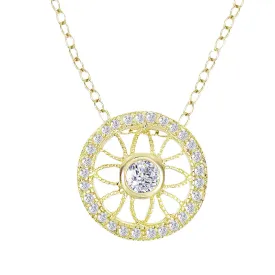 Elise Gold Plated Prong And Bezzel Round Pendant