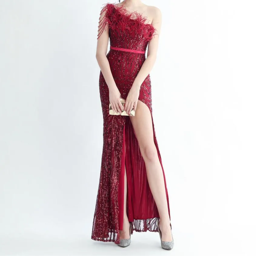 Ella One Shoulder Sequin Long Dress