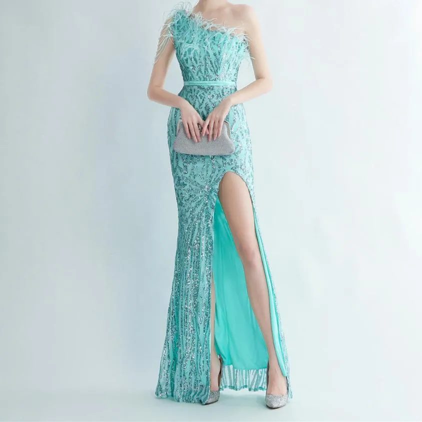 Ella One Shoulder Sequin Long Dress