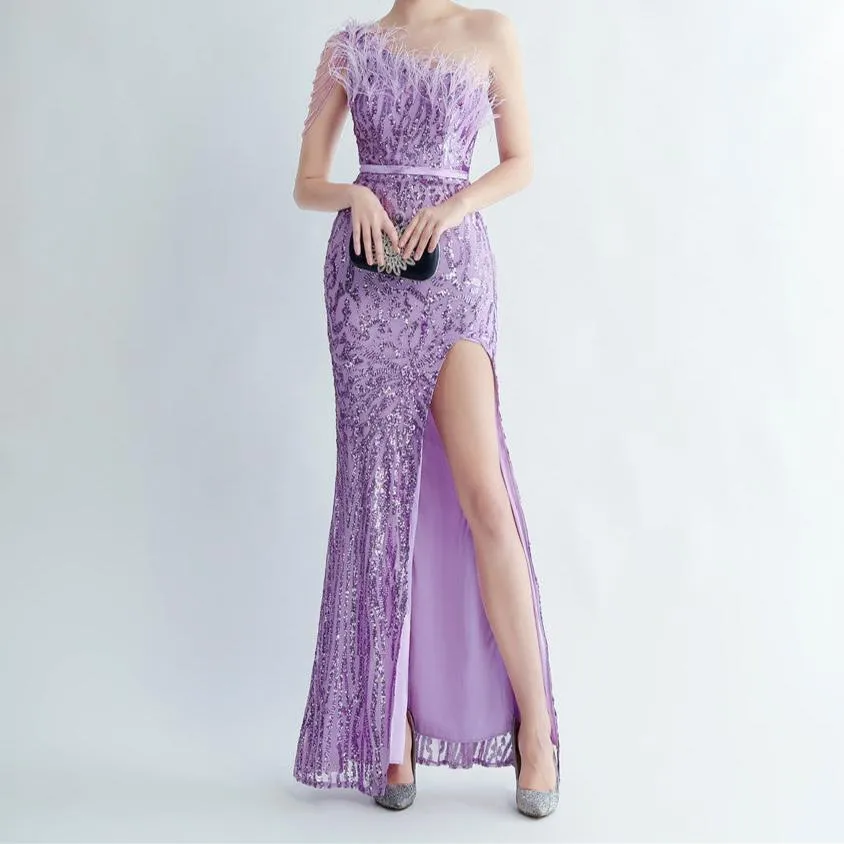 Ella One Shoulder Sequin Long Dress