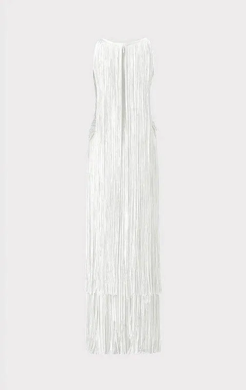 Fannie Sleeveless Sexy Fringed Hem Midi Dress