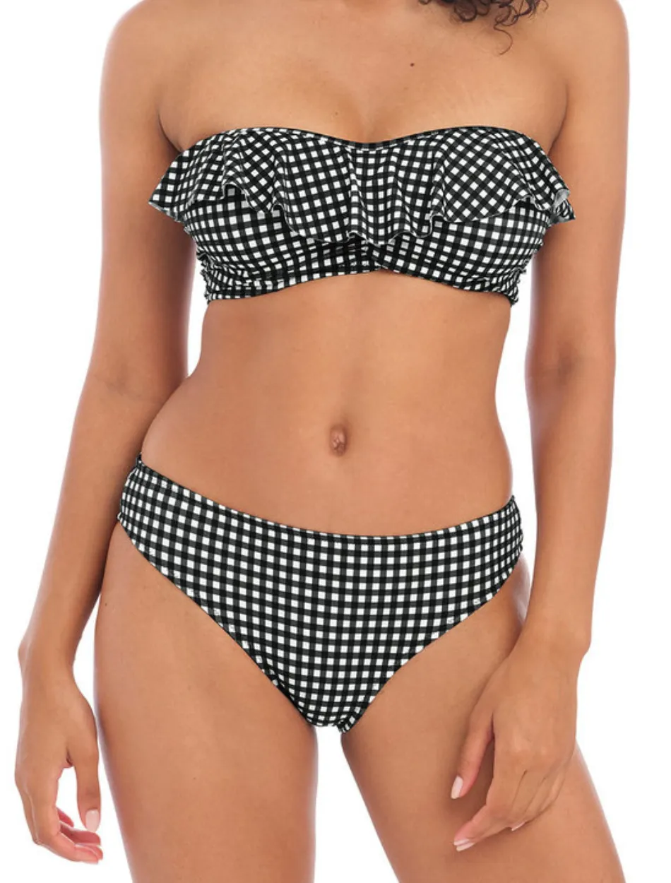 Freya Check In Classic Swim Brief Black & White Check | Black Gingham Bikini Briefs By Freya Swimwear