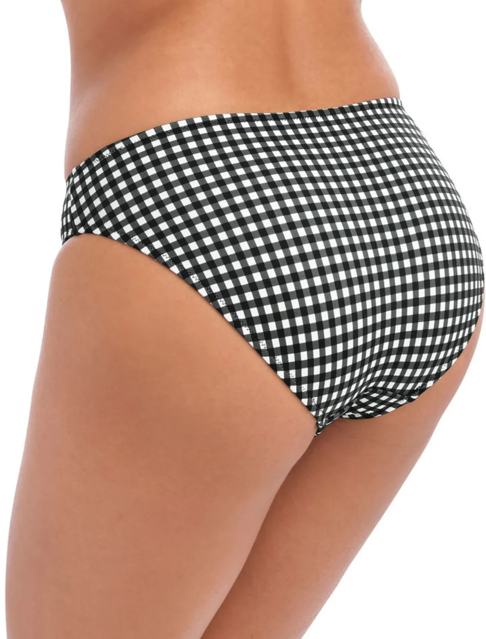 Freya Check In Classic Swim Brief Black & White Check | Black Gingham Bikini Briefs By Freya Swimwear