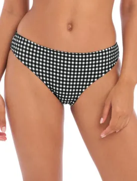 Freya Check In Classic Swim Brief Black & White Check | Black Gingham Bikini Briefs By Freya Swimwear