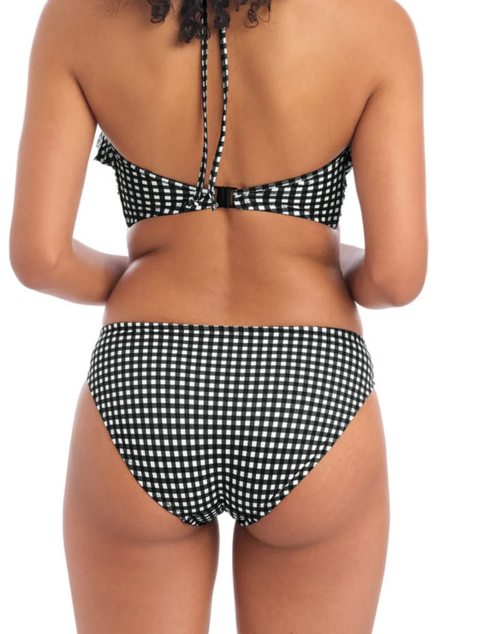 Freya Check In Classic Swim Brief Black & White Check | Black Gingham Bikini Briefs By Freya Swimwear