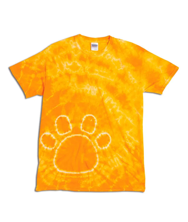 gildan tie-dye youth pawprints tee - gold (l)