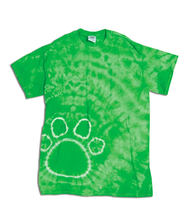 gildan tie-dye youth pawprints tee - kelly (l)