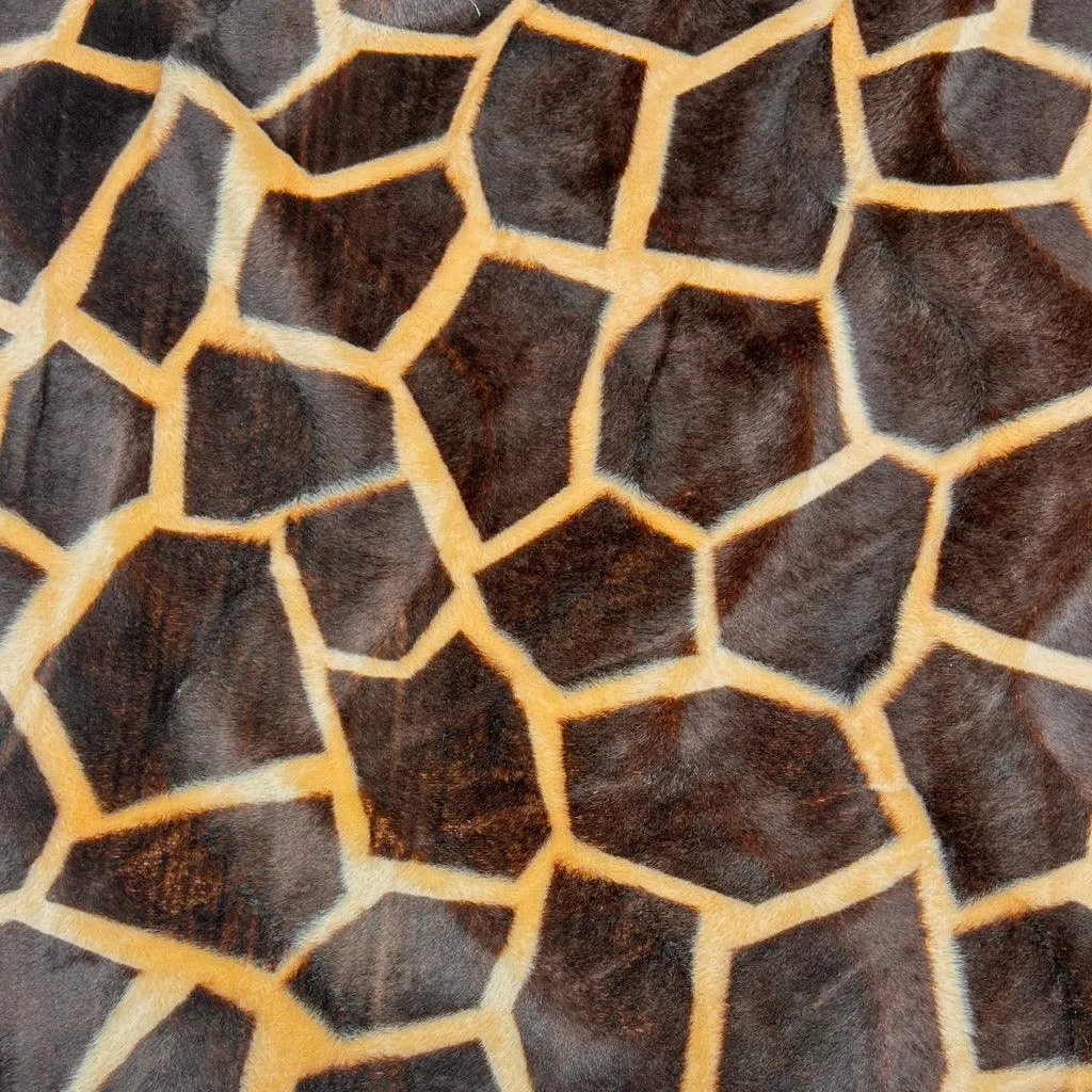 Giraffe Print on Brown Velboa Fabric