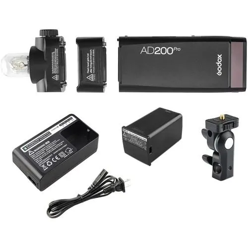 Godox Witstro AD200Pro 200W Cordless Portable Outdoor TTL Flash Strobe with BD-07 Barndoor Honeycomb Set - Bundle