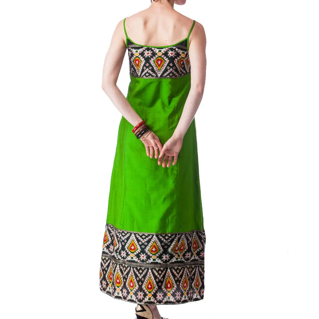 Green Ikat Silk Batik Bridesmaids Dress