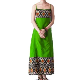 Green Ikat Silk Batik Bridesmaids Dress