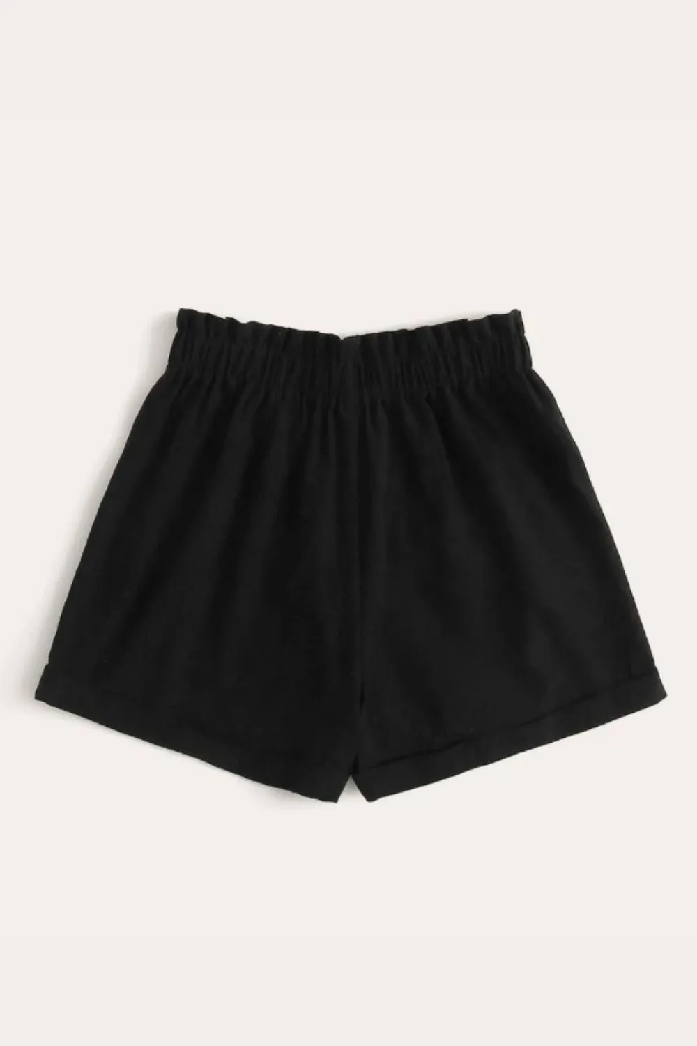 High Rise Paper Bag Shorts Black