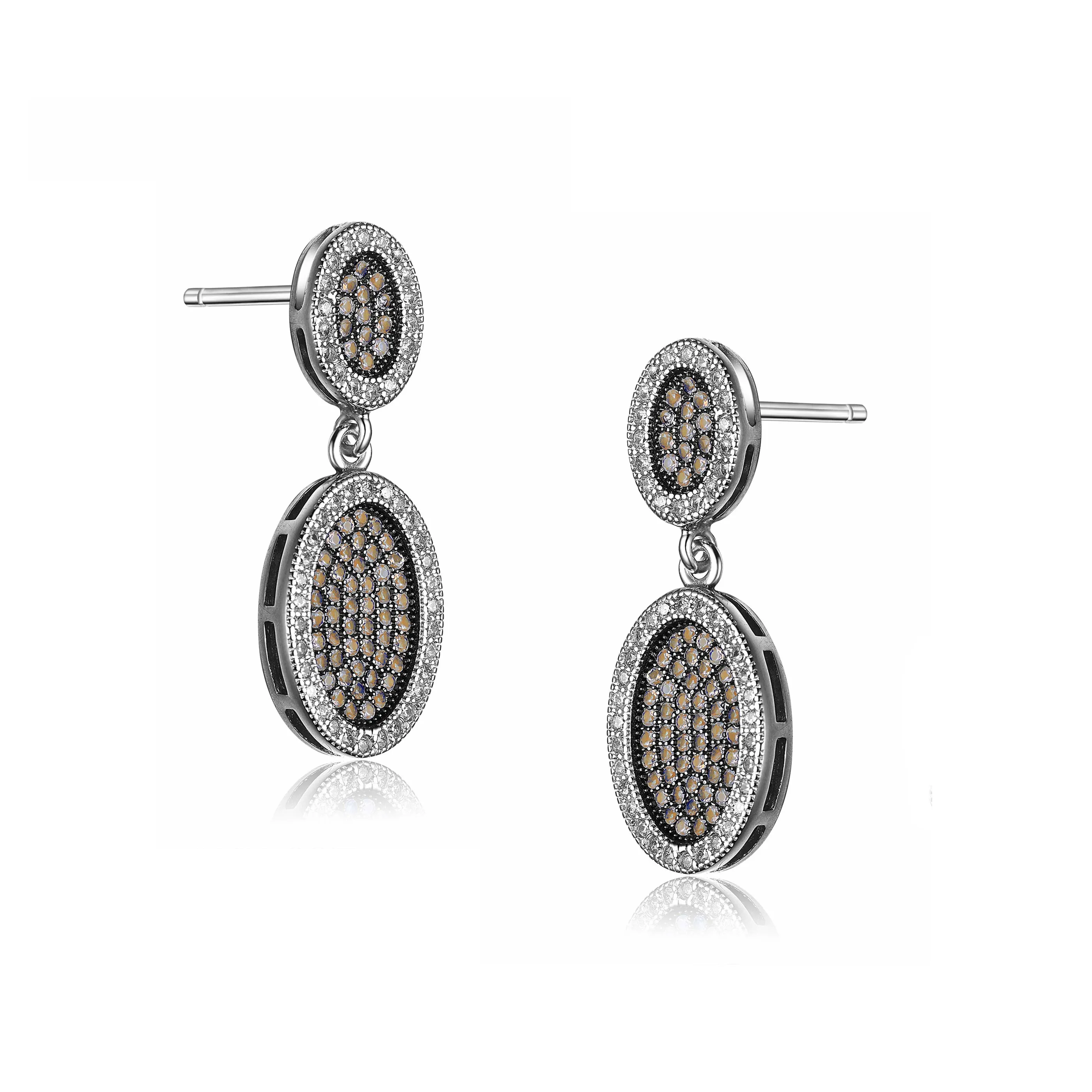 Jeanne Coffee Oval Earrings