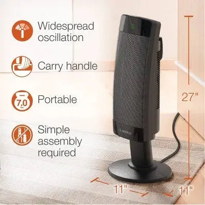 Lasko Ceramic Pedestal Tower Indoor Heater Black 1500W CS27600