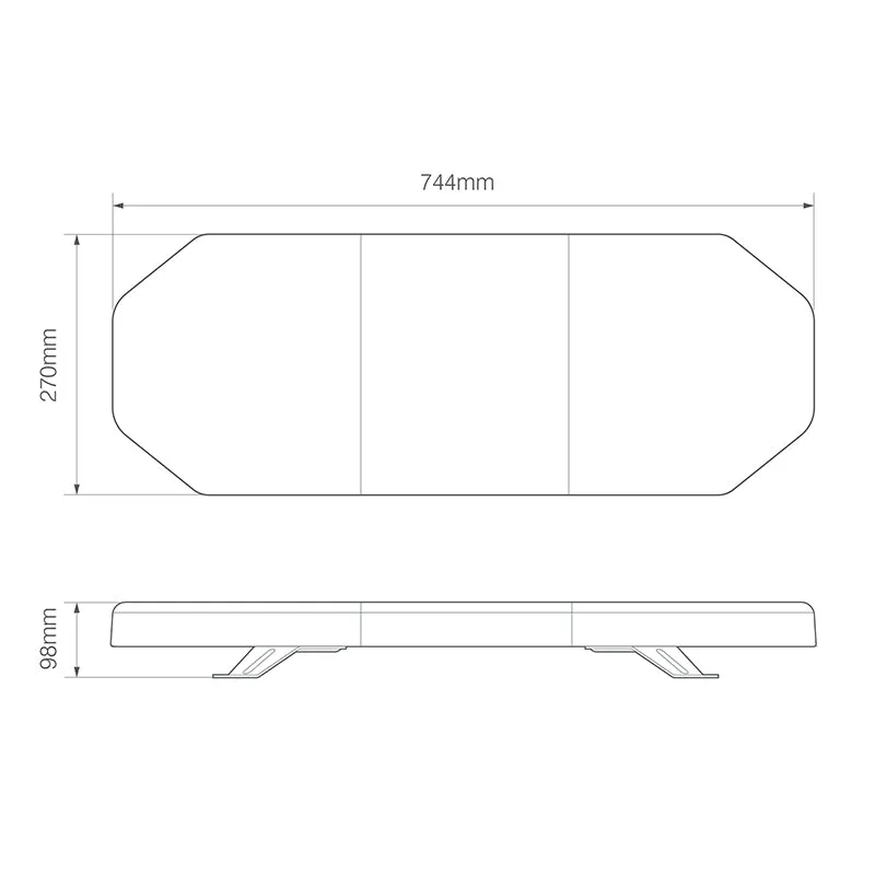 LED Emergency Light Bar Amber 744mm R65 / Electraquip