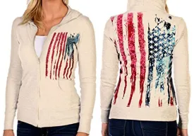 Liberty Wear Bleeding Old Glory, Long Sleeve Patriotic Themed Hoodie Cotton Top