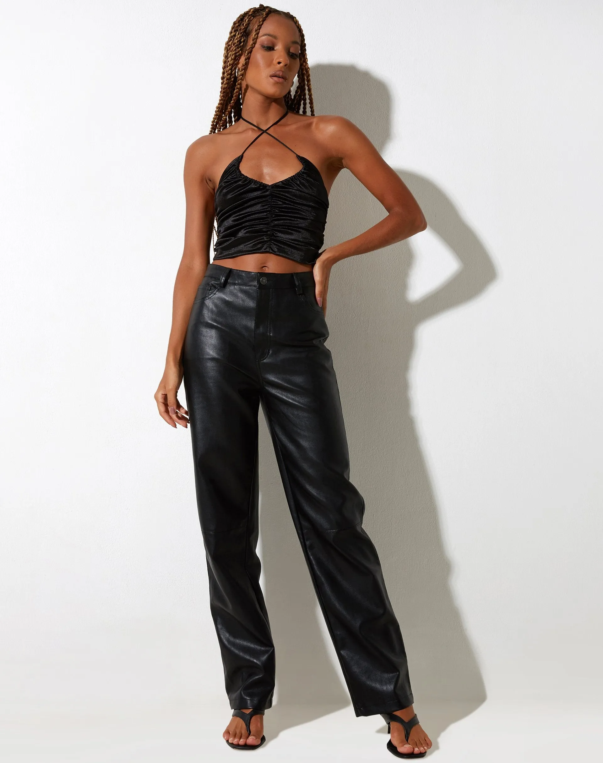 Lily Crop Top in Satin Black