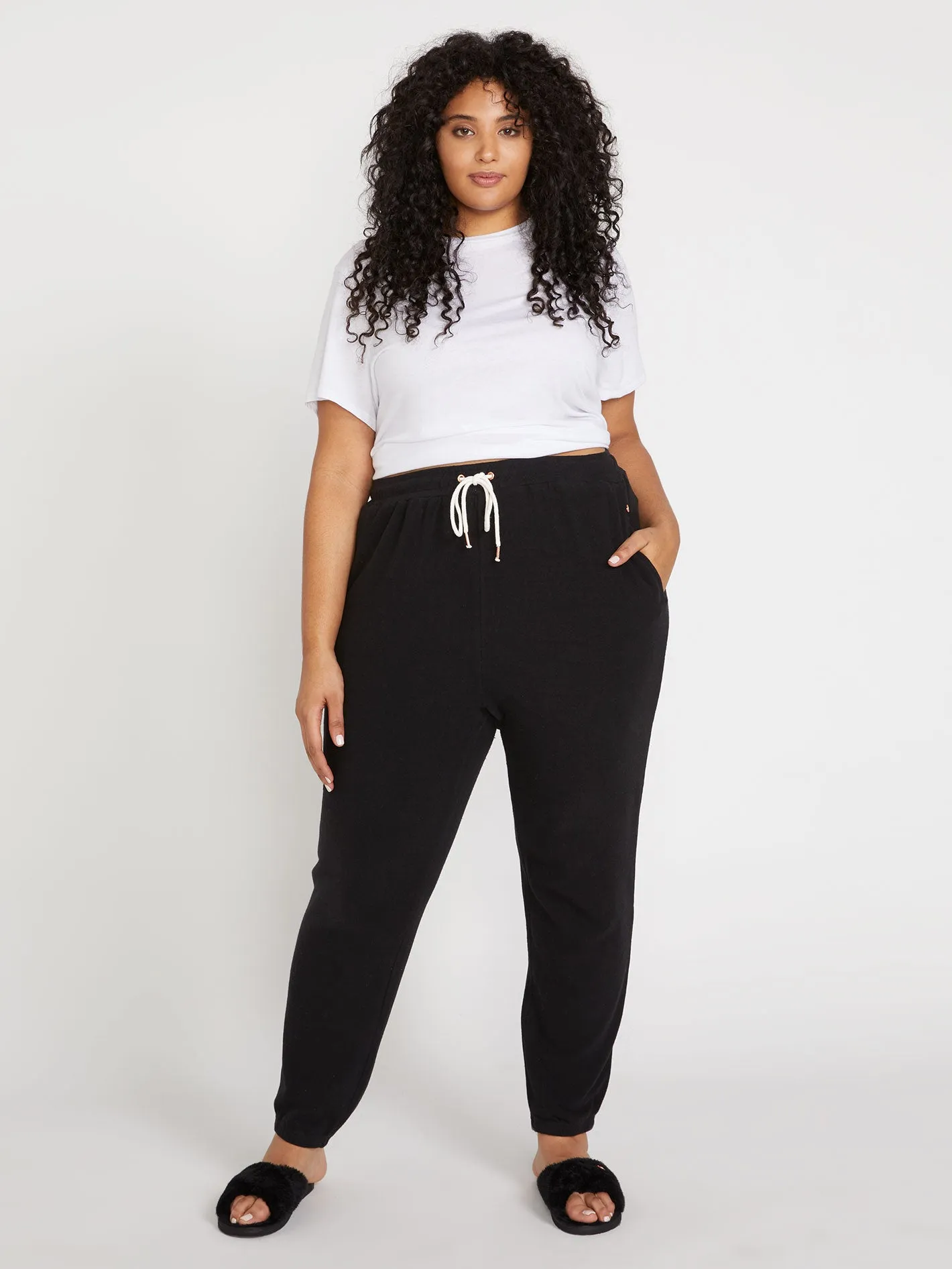 Lived In Lounge Plus Size Fleece  Pant - Black