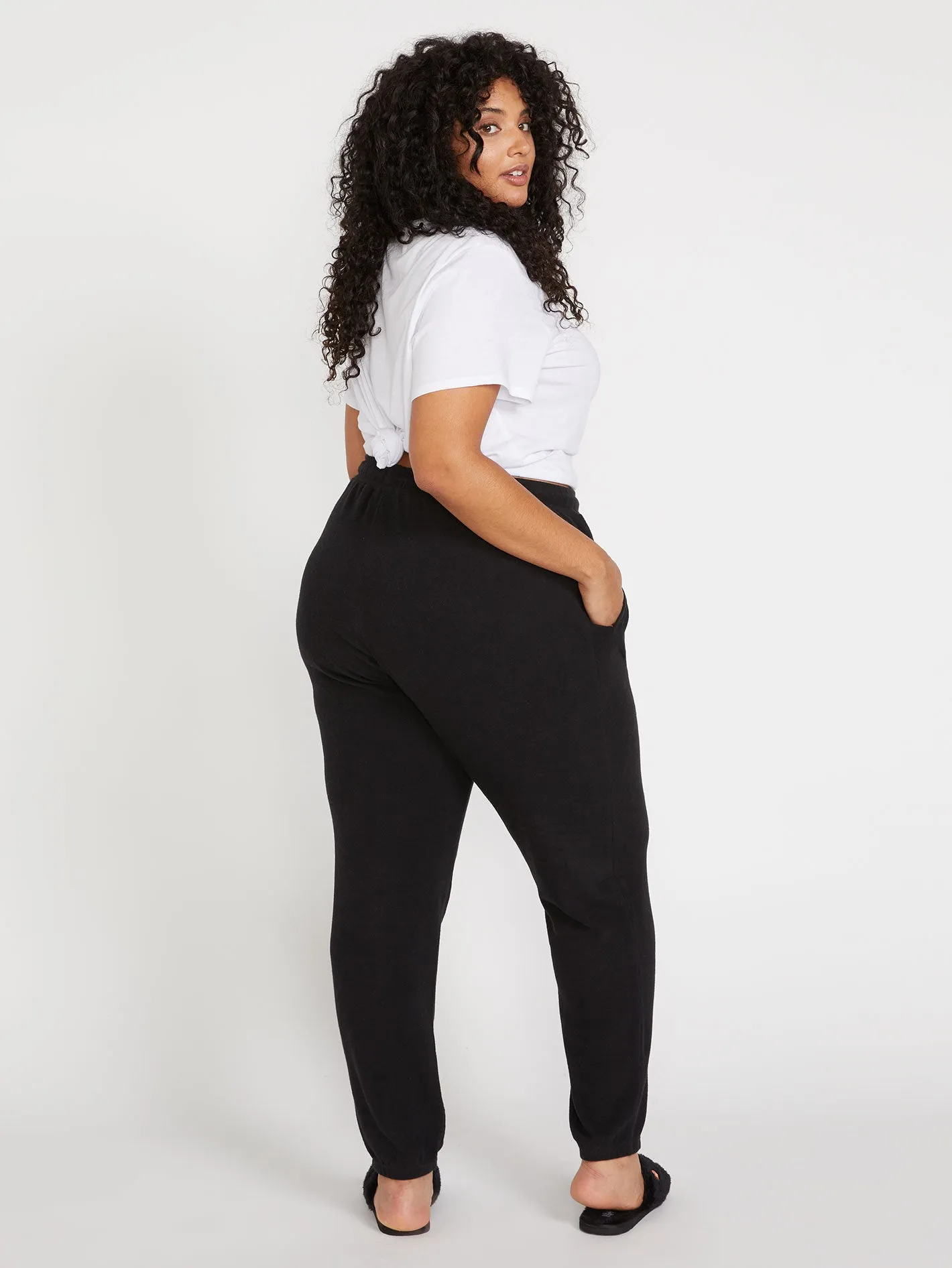 Lived In Lounge Plus Size Fleece  Pant - Black