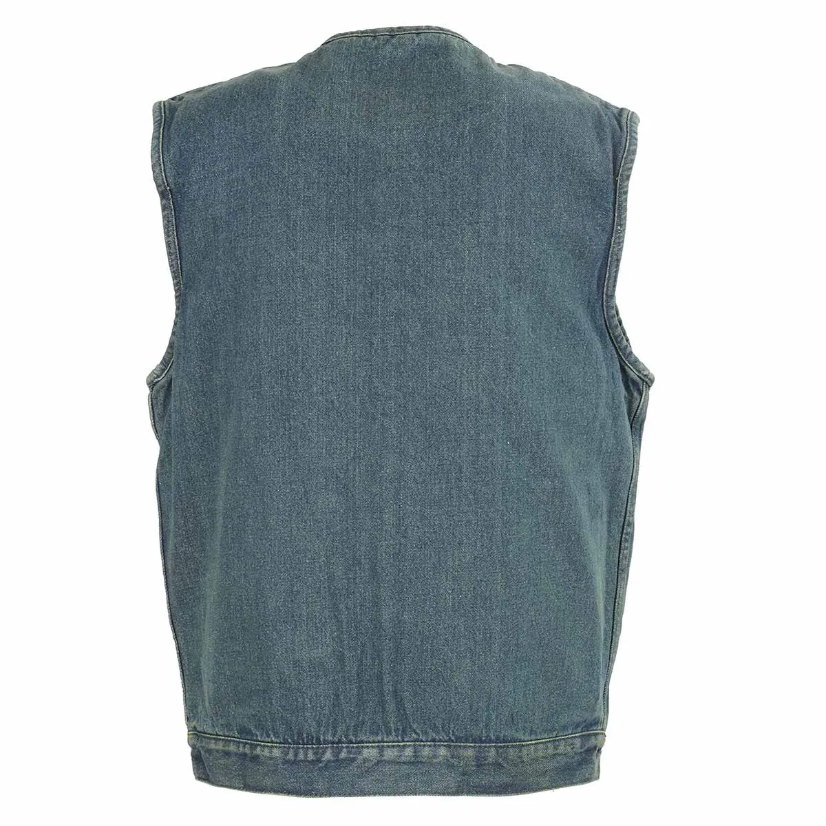 M-Boss Apparel Mens Black Denim Motorcycle Vest - Club Style Rider Vest with Concealed Carry Pockets BOS13521