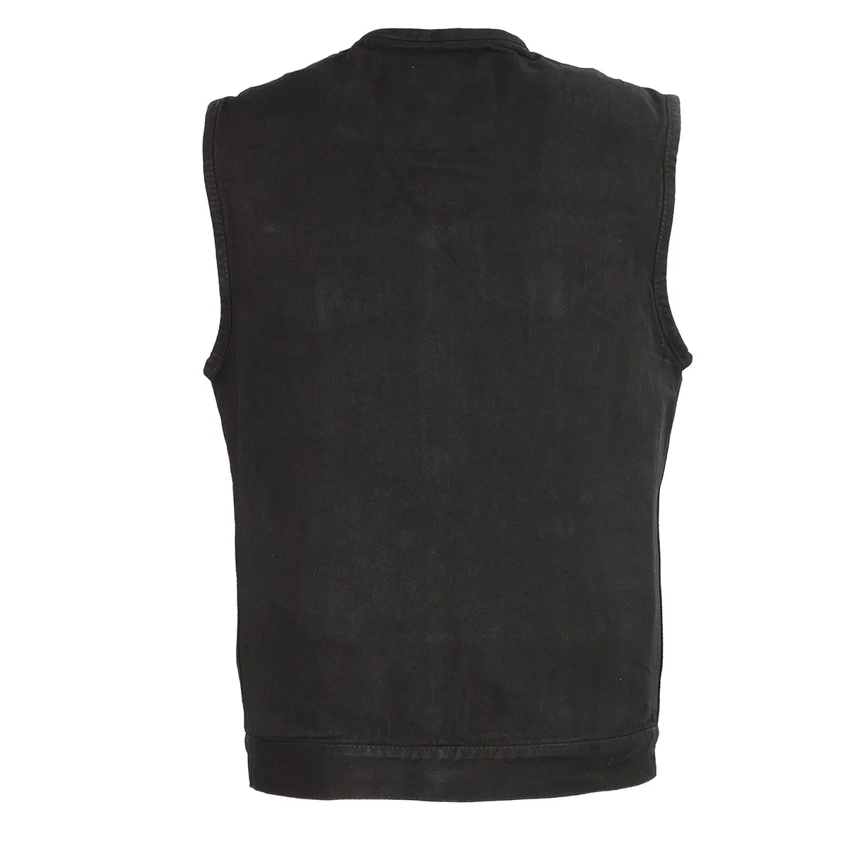 M-Boss Apparel Mens Black Denim Motorcycle Vest - Club Style Rider Vest with Concealed Carry Pockets BOS13521