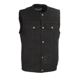 M-Boss Apparel Mens Black Denim Motorcycle Vest - Club Style Rider Vest with Concealed Carry Pockets BOS13521