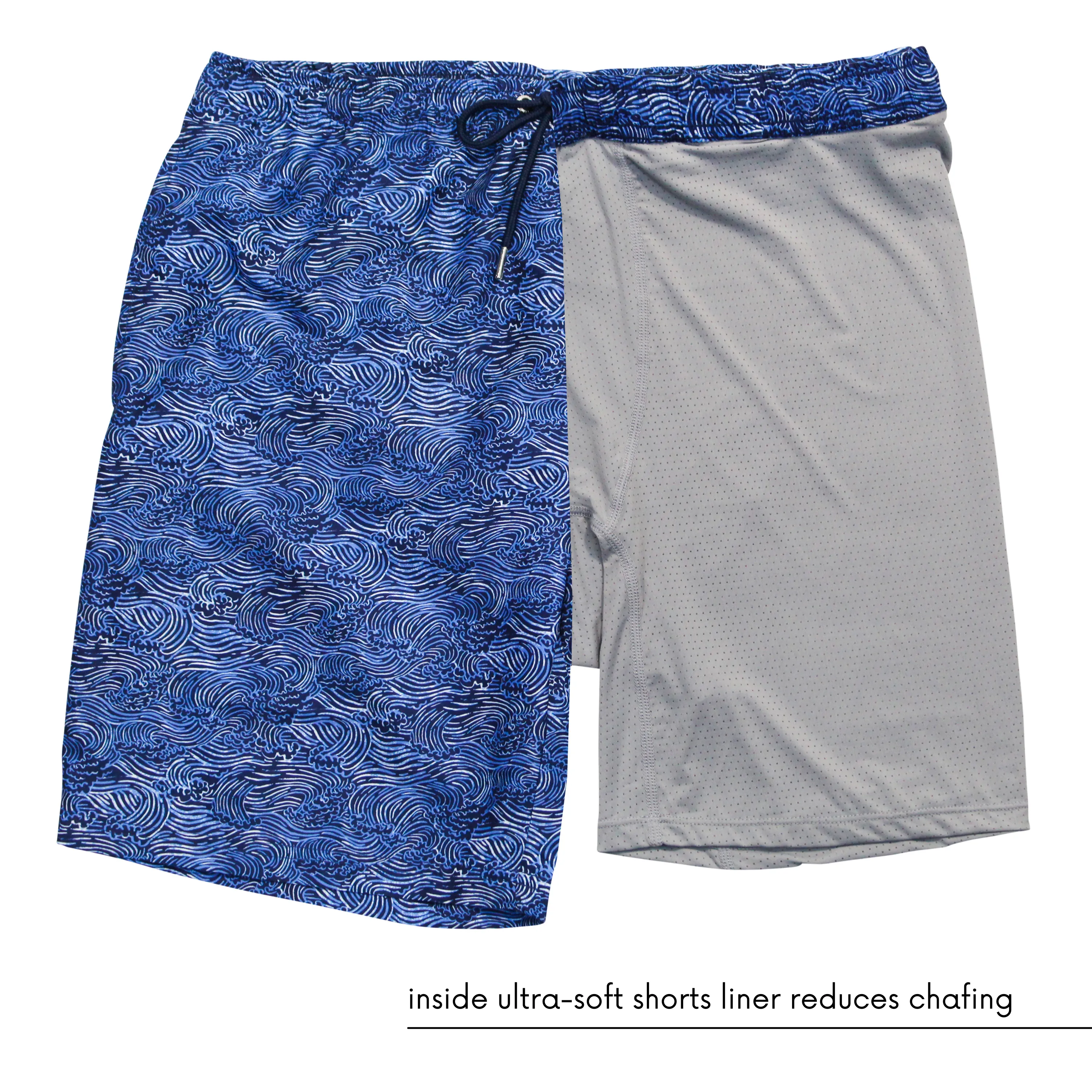 Men's 8" Swim Trunks Boxer Brief Liner | "Ocean Breeze"