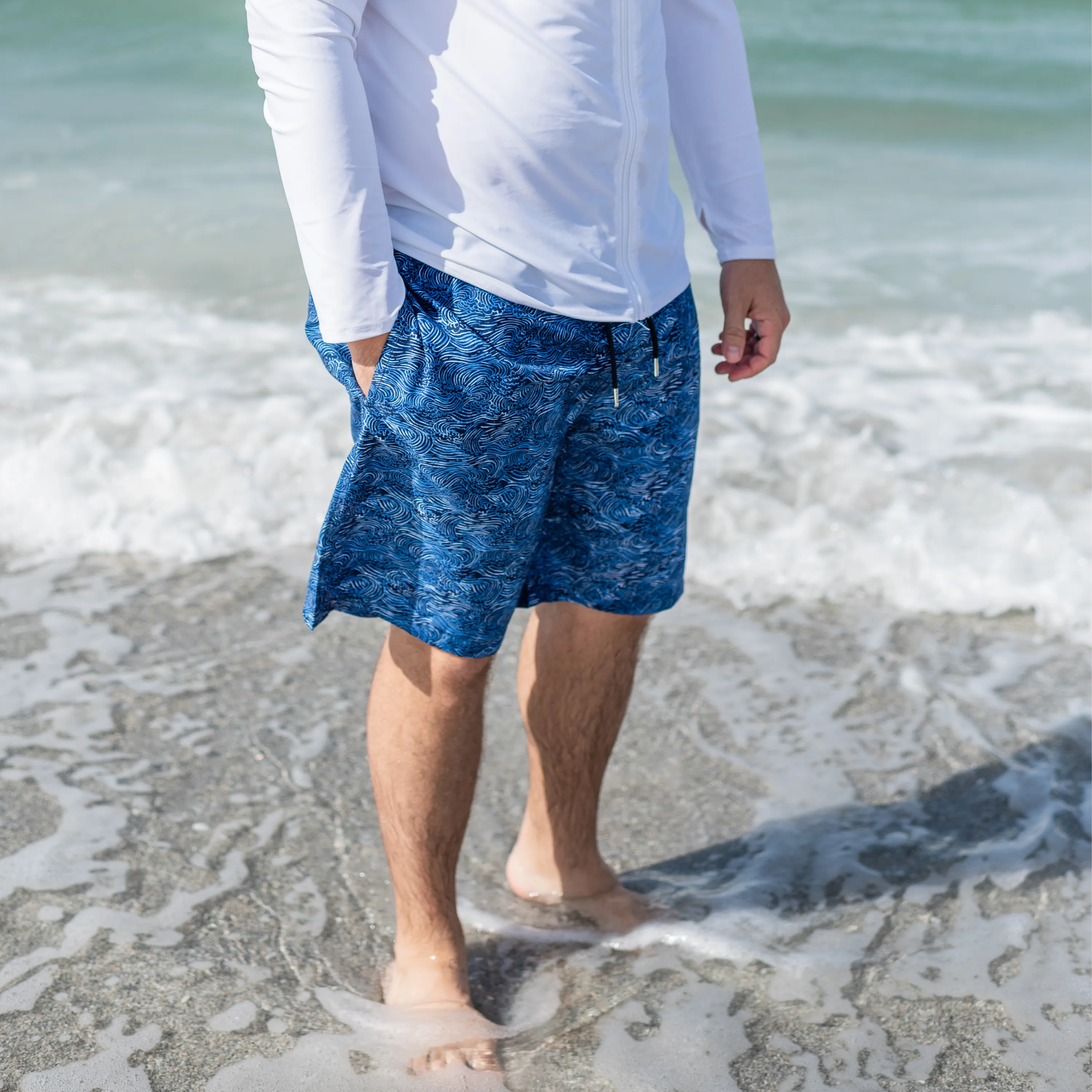 Men's 8" Swim Trunks Boxer Brief Liner | "Ocean Breeze"